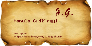 Hanula Györgyi névjegykártya